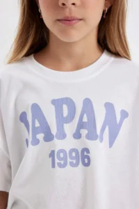 DeFacto Crop Crew Neck Printed Short Sleeve T-Shirt Girl - Image 5