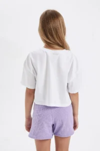 DeFacto Crop Crew Neck Printed Short Sleeve T-Shirt Girl - Image 6