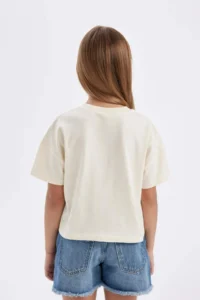 DeFacto Crew Neck Printed Short Sleeve T-Shirt Girls - Image 6