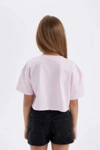 DeFacto Crop Crew Neck Printed Short Sleeve T-Shirt Girl - Image 6
