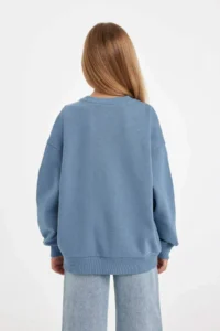 DeFacto Hatsune Miku Relax Fit Crew Neck Soft Fuzzy Sweatshirt Girl Child - Image 6