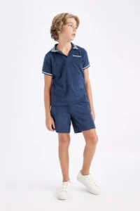 DeFacto Apaş Collar Towel Fabric Short Sleeve T-Shirt Boy - Image 2