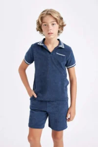 DeFacto Apaş Collar Towel Fabric Short Sleeve T-Shirt Boy - Image 3
