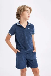 DeFacto Apaş Collar Towel Fabric Short Sleeve T-Shirt Boy - Image 4