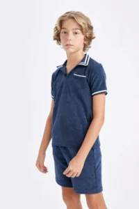 DeFacto Apaş Collar Towel Fabric Short Sleeve T-Shirt Boy - Image 5