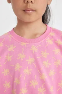 DeFacto Crop Crew Neck Patterned Short Sleeve T-Shirt Girl - Image 4