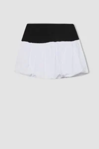 DeFacto Balloon Fit High Waist Cotton Lined Mini Skirt - Image 6