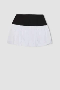 DeFacto Balloon Fit High Waist Cotton Lined Mini Skirt - Image 8