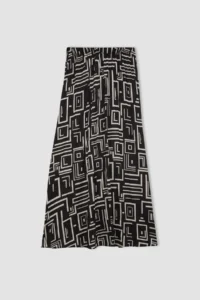 DeFacto Pleated Patterned Satin Maxi Hijab Skirt - Image 7