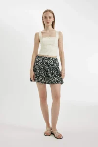DeFacto Cool Patterned High Waist Moroccan Mini Skirt - Image 2