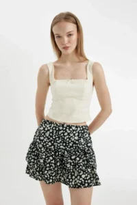 DeFacto Cool Patterned High Waist Moroccan Mini Skirt - Image 3