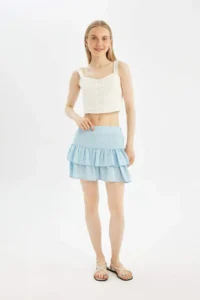 DeFacto Cool Patterned High Waist Moroccan Mini Skirt - Image 2
