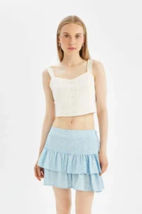 DeFacto Cool Patterned High Waist Moroccan Mini Skirt - Image 3