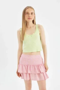 DeFacto Cool Patterned High Waist Moroccan Mini Skirt - Image 6
