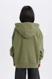DeFacto Oversize Wide Fit Hooded Printed Sweatshirt Girl - Image 6