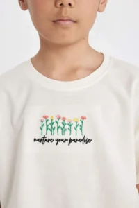 DeFacto Crop Crew Neck Floral Short Sleeve T-Shirt Girl - Image 4