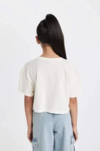 DeFacto Crop Crew Neck Floral Short Sleeve T-Shirt Girl - Image 5