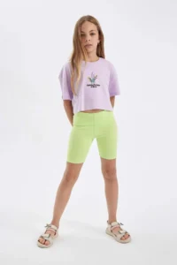 DeFacto Crop Crew Neck Floral Short Sleeve T-Shirt Girl - Image 2