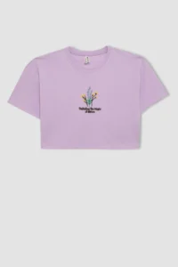 DeFacto Crop Crew Neck Floral Short Sleeve T-Shirt Girl - Image 7