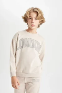 DeFacto Boy's Oversize Wide Fit Crew Neck School Sweatshirt - Image 3
