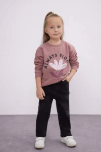 DeFacto Baby Girl Crew Neck Floral Sweatshirt - Image 2