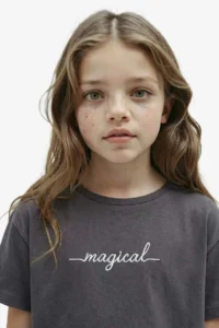DeFacto Printed Crop Short Sleeve T-Shirt Girls - Image 5