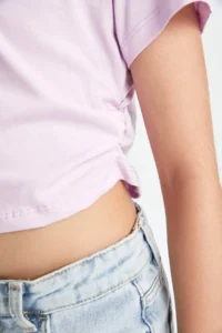 DeFacto Crop Crew Neck Basic Plain Short Sleeve T-Shirt Girl - Image 5