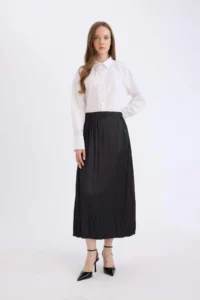 DeFacto A Cut Basic Plain Satin Maxi Skirt