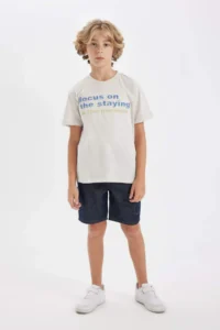 DeFacto Crew Neck Printed Short Sleeve T-Shirt Boy - Image 2