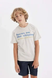 DeFacto Crew Neck Printed Short Sleeve T-Shirt Boy - Image 3