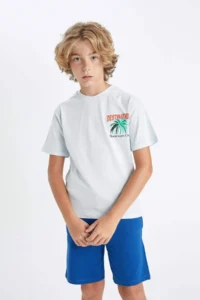 DeFacto Crew Neck Back Printed Short Sleeve T-Shirt Boy - Image 3