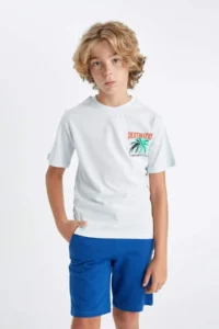 DeFacto Crew Neck Back Printed Short Sleeve T-Shirt Boy - Image 4