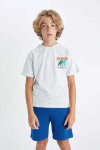 DeFacto Crew Neck Back Printed Short Sleeve T-Shirt Boy - Image 5