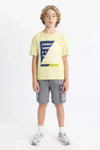 DeFacto Crew Neck Printed Short Sleeve T-Shirt Boy - Image 2