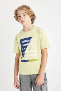 DeFacto Crew Neck Printed Short Sleeve T-Shirt Boy - Image 3