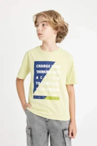 DeFacto Crew Neck Printed Short Sleeve T-Shirt Boy - Image 4