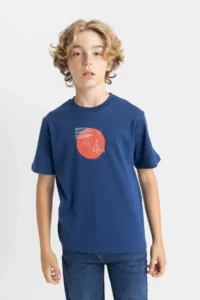 DeFacto Boy's Crew Neck Printed Short Sleeve T-Shirt