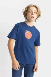 DeFacto Boy's Crew Neck Printed Short Sleeve T-Shirt - Image 3