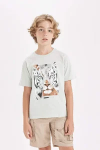 DeFacto Crew Neck Printed Short Sleeve T-Shirt Boy