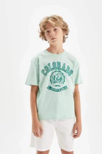 DeFacto Boy's Crew Neck Printed Short Sleeve T-Shirt