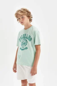 DeFacto Boy's Crew Neck Printed Short Sleeve T-Shirt - Image 4
