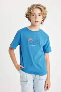DeFacto Crew Neck Back Printed Short Sleeve T-Shirt Boy - Image 3