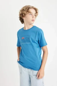 DeFacto Crew Neck Back Printed Short Sleeve T-Shirt Boy - Image 4