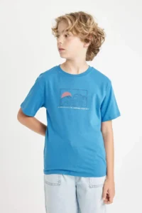 DeFacto Crew Neck Back Printed Short Sleeve T-Shirt Boy - Image 5