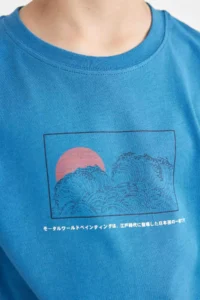 DeFacto Crew Neck Back Printed Short Sleeve T-Shirt Boy - Image 6