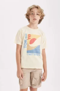 DeFacto Crew Neck Printed Short Sleeve T-Shirt Boy