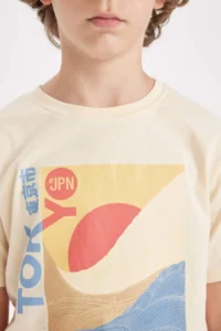 DeFacto Crew Neck Printed Short Sleeve T-Shirt Boy - Image 4