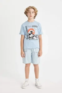 DeFacto Crew Neck Printed Short Sleeve T-Shirt Boy - Image 2