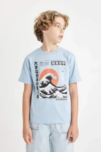 DeFacto Crew Neck Printed Short Sleeve T-Shirt Boy - Image 4
