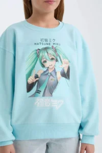 DeFacto Hatsune Miku Oversize Wide Fit Crew Neck Sweatshirt Girl - Image 5